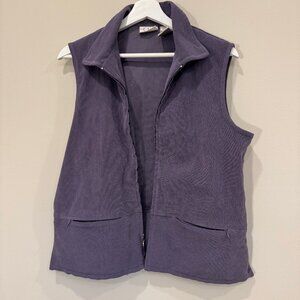 CLC Lavender Corduroy Zip Front Vest Collared Pocket Detail Size Medium